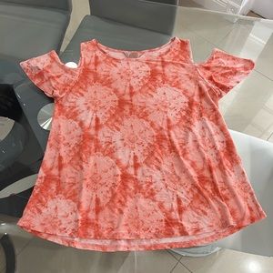 🔴 Amana Womens Cold Shoulder Top Tie Dye textured size LP